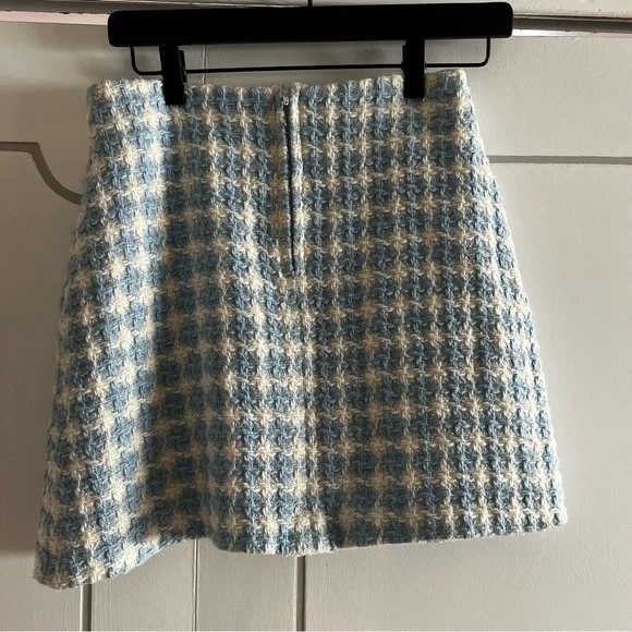 Vintage 90s Y2K Berto Lucci Made in Italy Barbiecore Baby Blue Tweed Mini Skirt - Picture 6 of 13